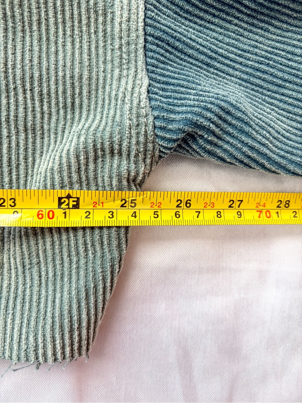 POL Sage Green Colorblock Corduroy Cropped Shacket Raw Hem M Boho Jacket - Picture 9 of 11